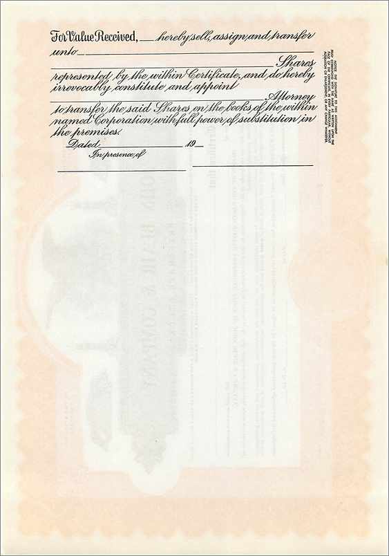 Certificat de parts préférentielles de John Blair & Company — Delaware — Verso