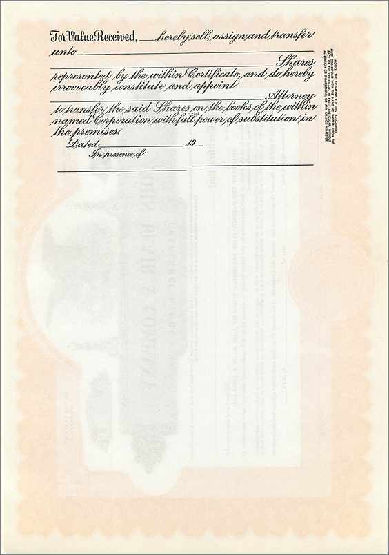 Coupon Share Action The John Blair & Company Eagle Aigle Oiseau — Rückseite