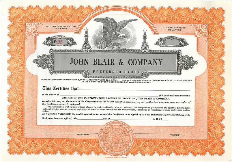 Partecipazione alla società John Blair & Company — Delaware — n° P 35