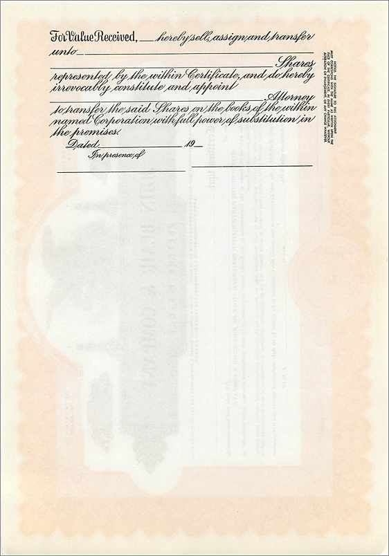 Partecipazione alla società John Blair & Company — Delaware — n° P 35 — Verso