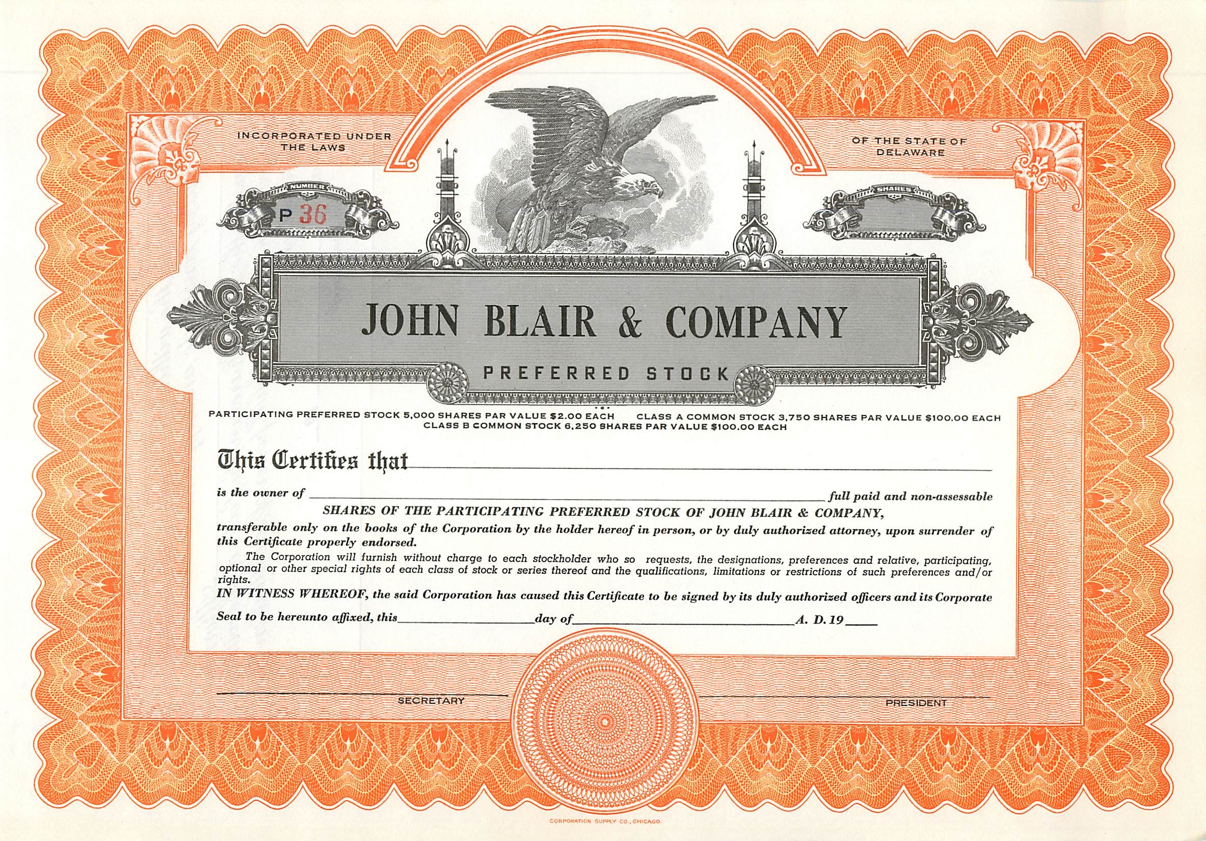 Coupon Share Action The John Blair & Company Eagle Aigle Oiseau