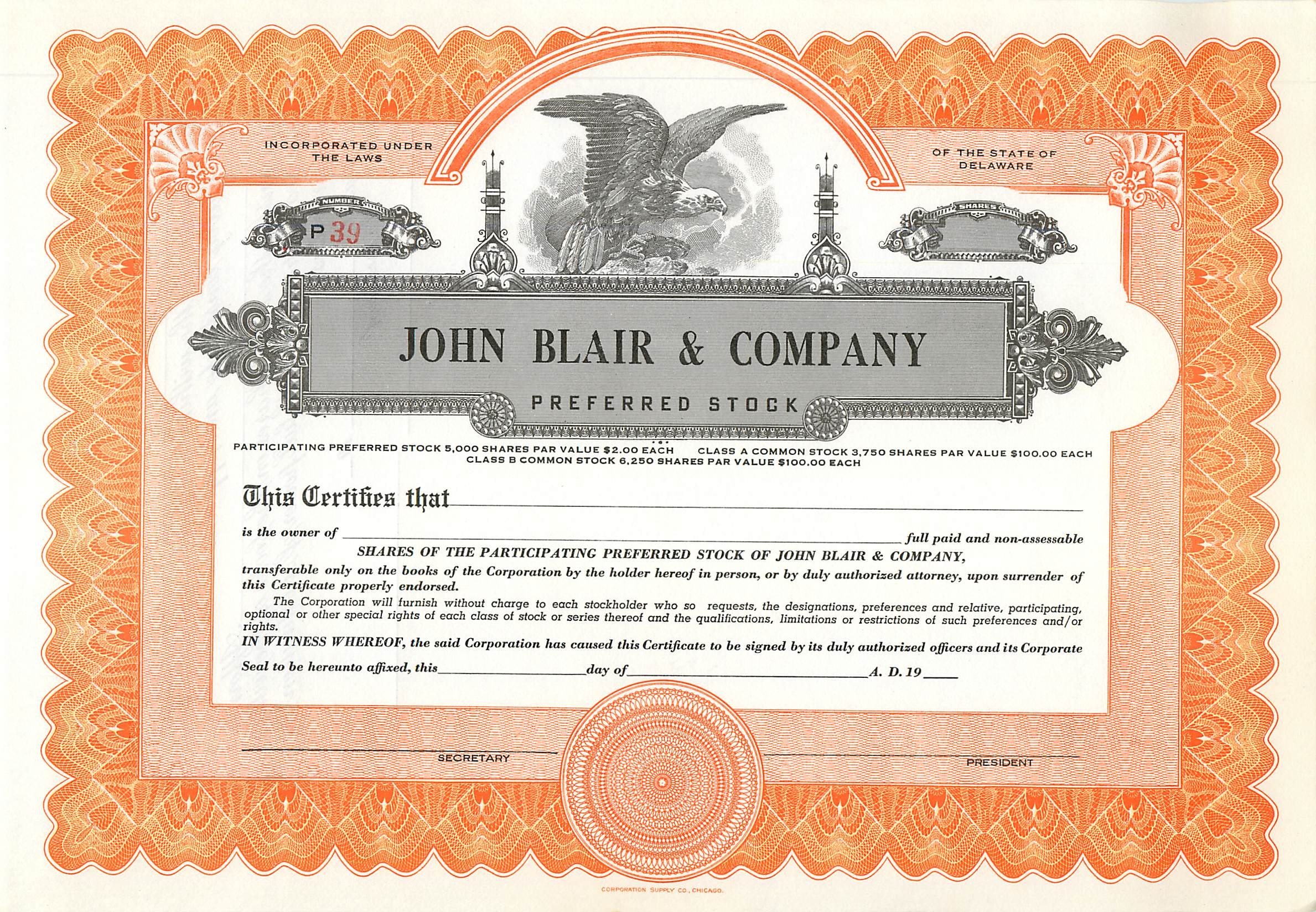 Coupon Share Action The John Blair & Company Eagle Aigle Oiseau