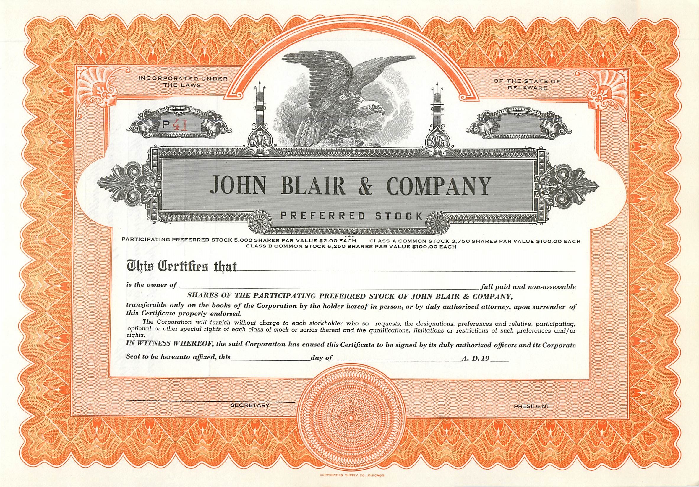 Coupon Share Action The John Blair & Company Eagle Aigle Oiseau