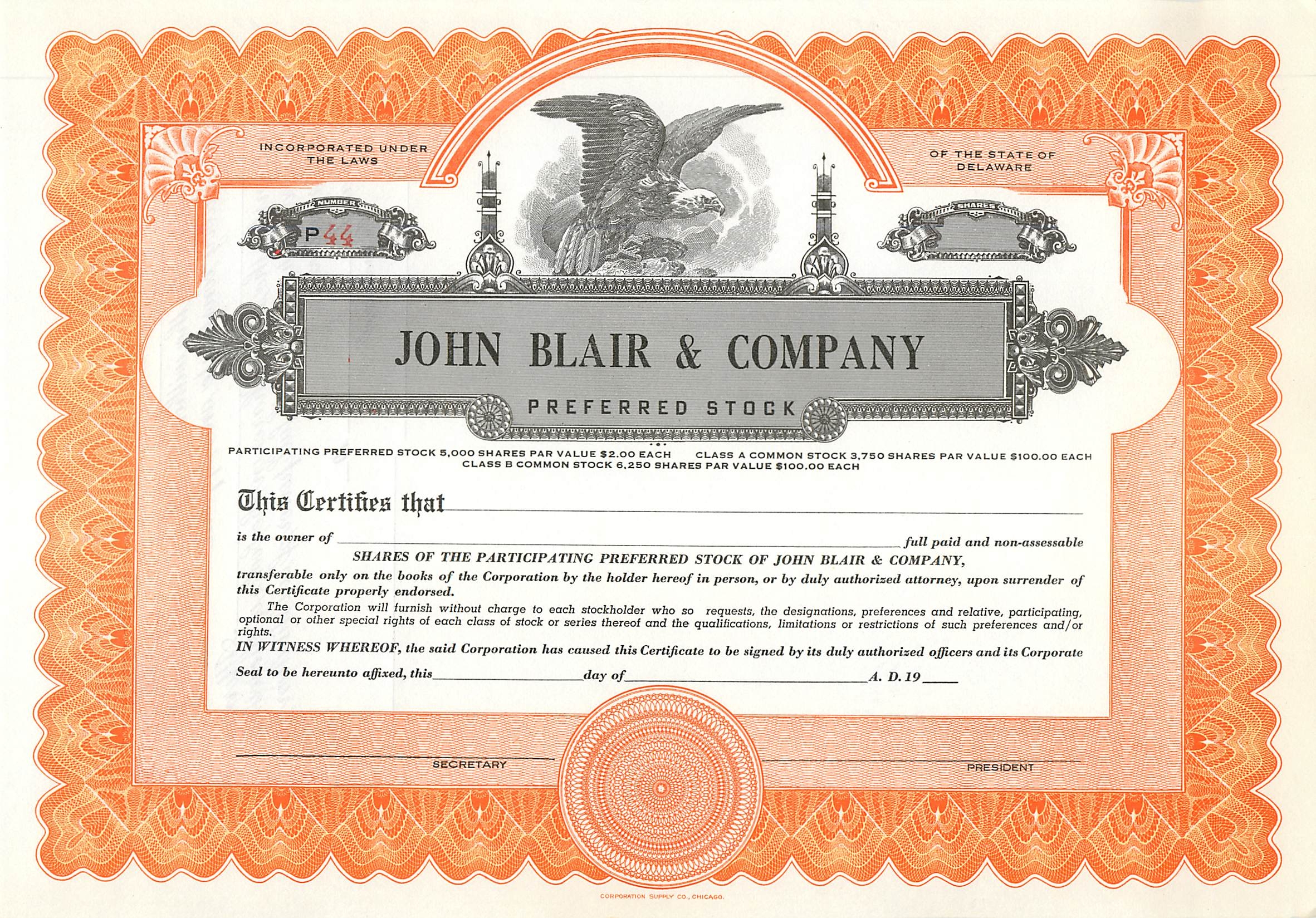 Coupon Share Action The John Blair & Company Eagle Aigle Oiseau