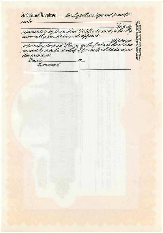 Certificado de acciones preferentes de John Blair & Company — Delaware — Reverso