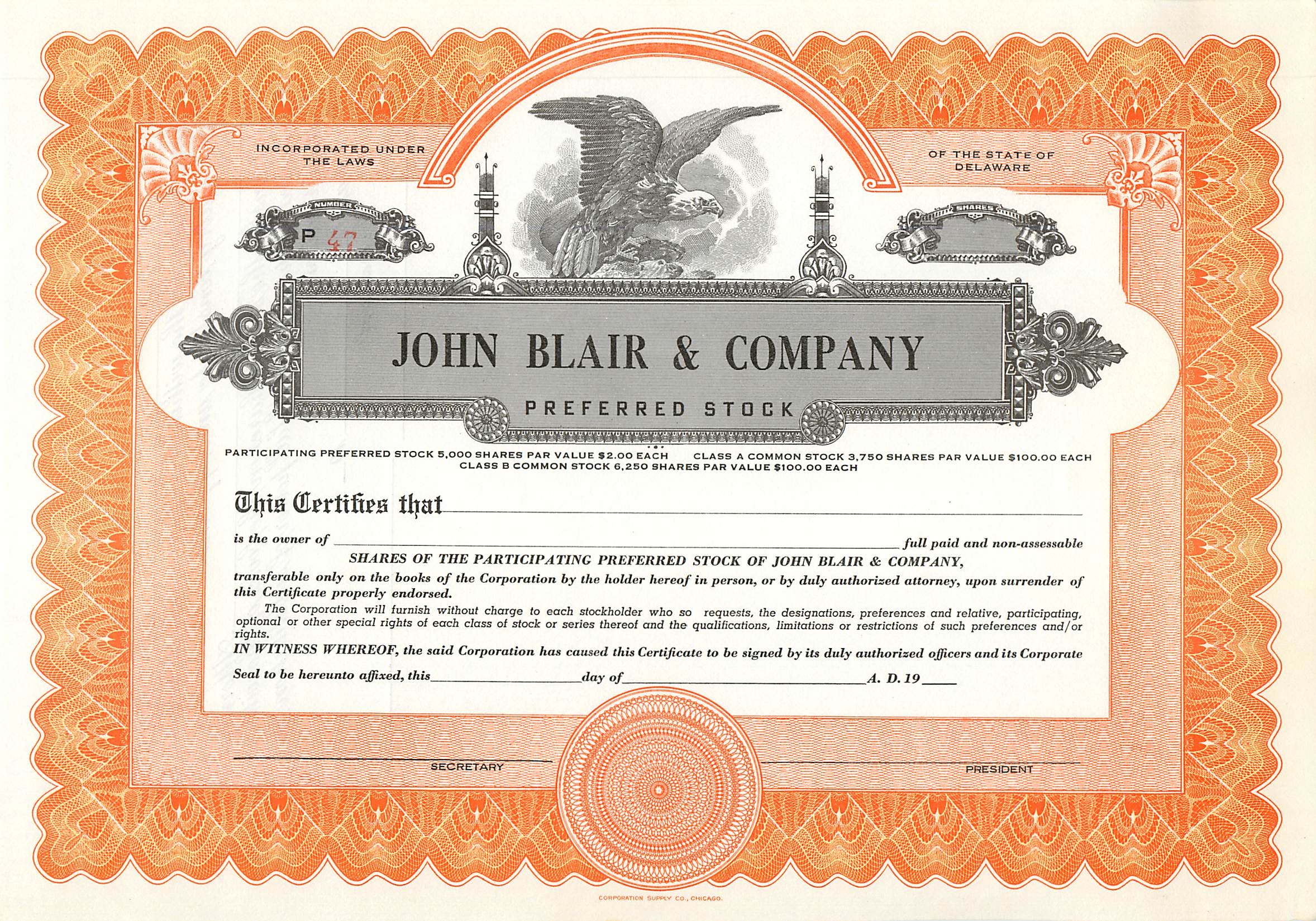 Coupon Share Action The John Blair & Company Eagle Aigle Oiseau