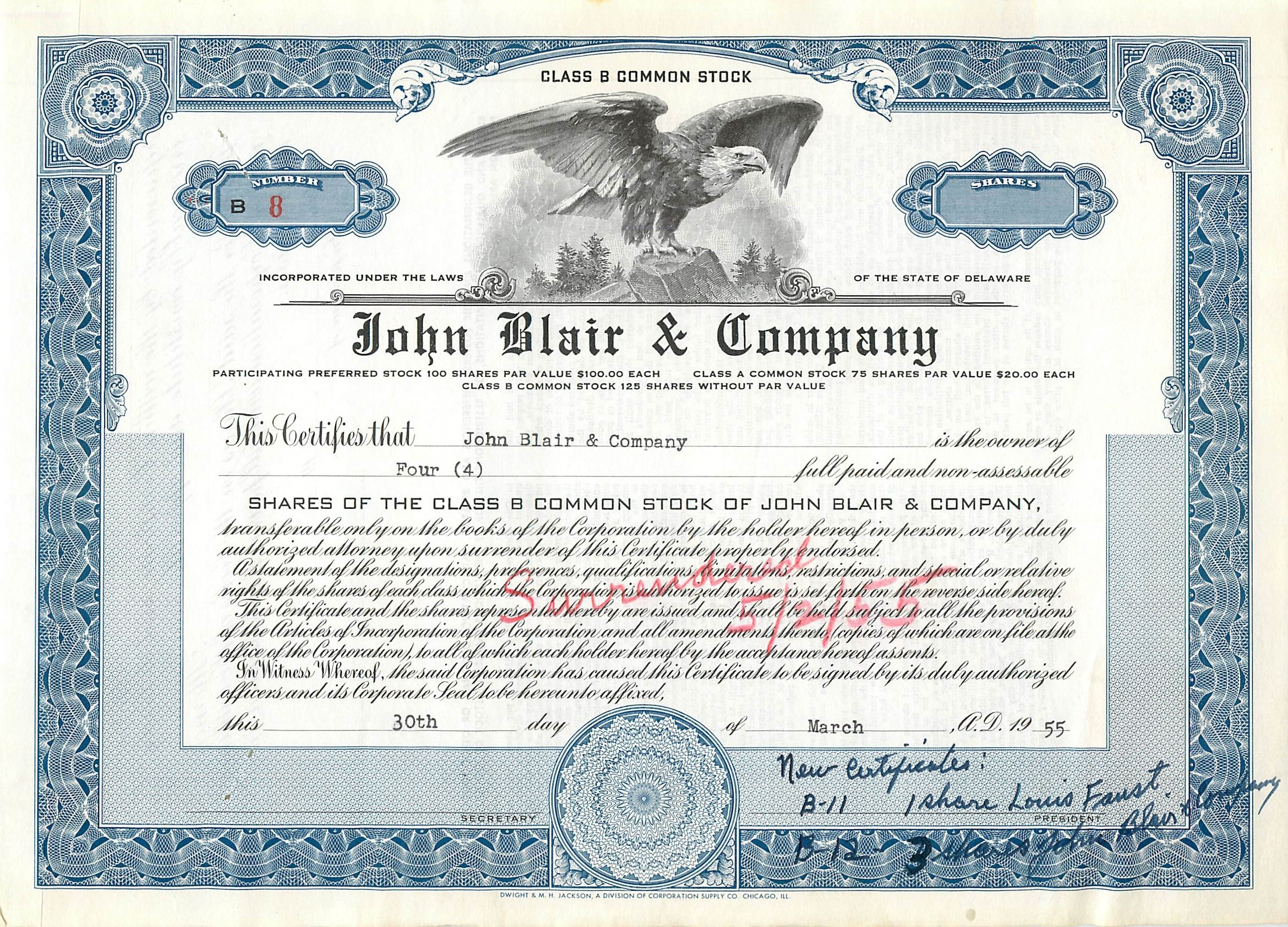 Coupon Share Action The John Blair & Company Eagle Aigle Oiseau