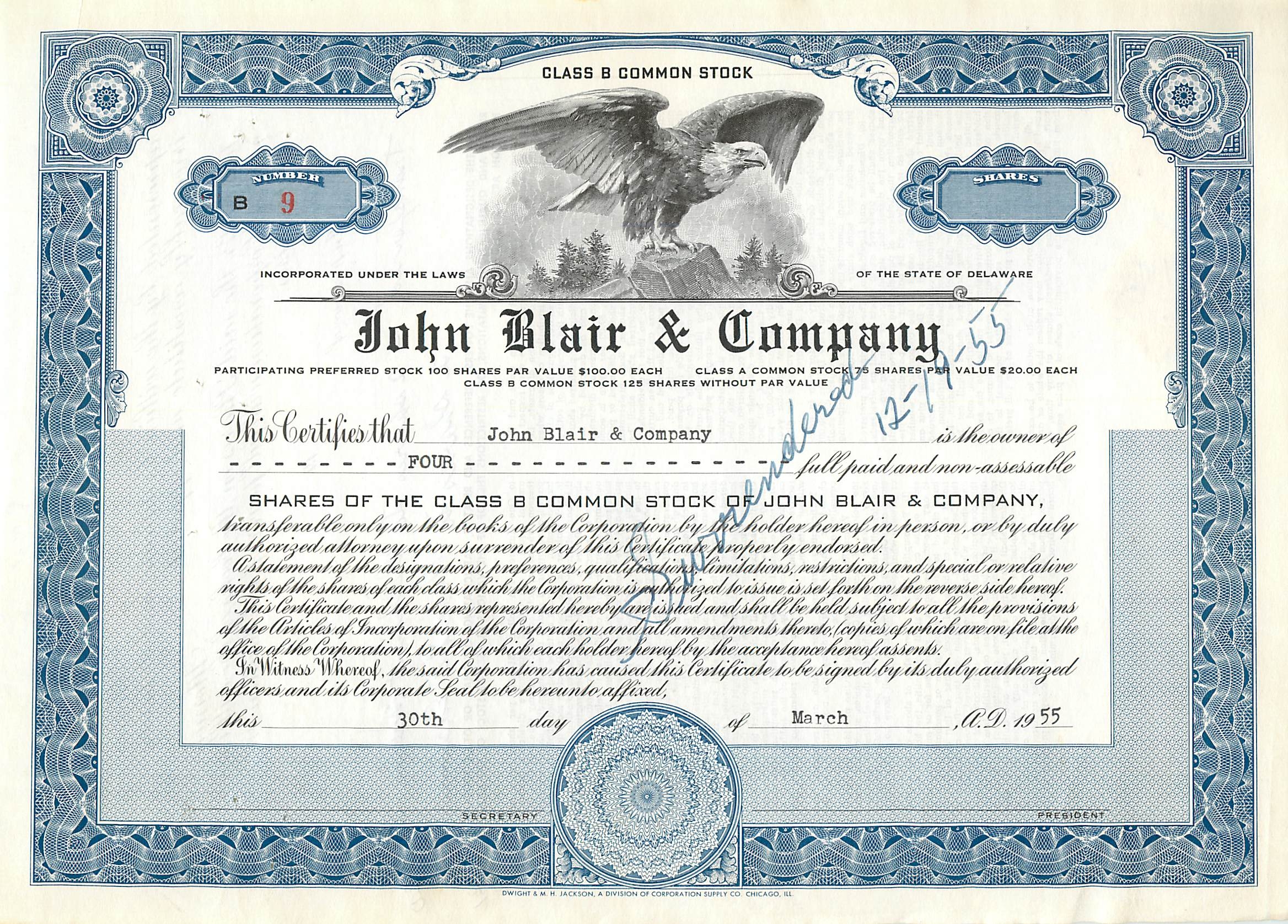 Coupon Share Action The John Blair & Company Eagle Aigle Oiseau