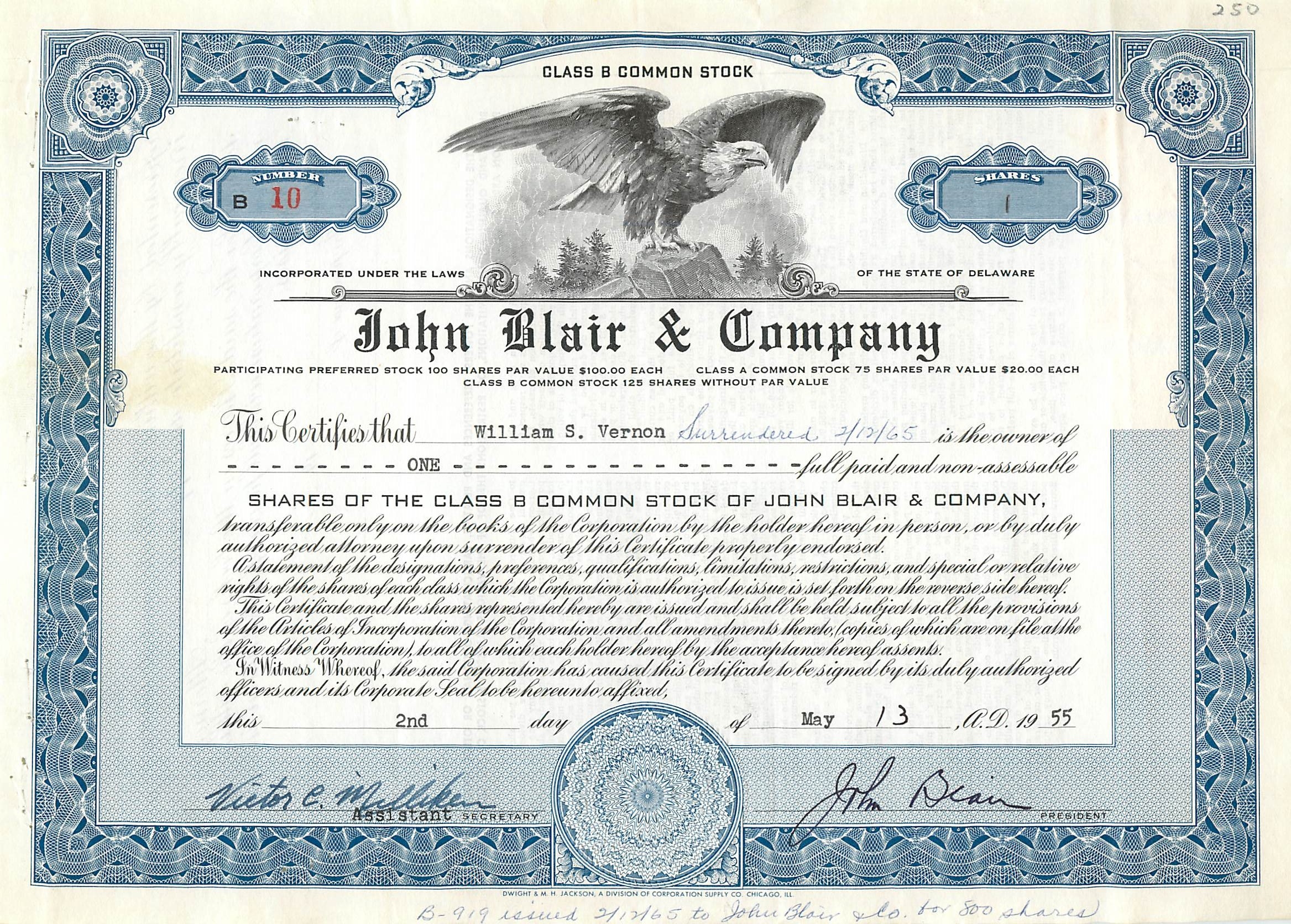 Coupon Share Action The John Blair & Company Eagle Aigle Oiseau