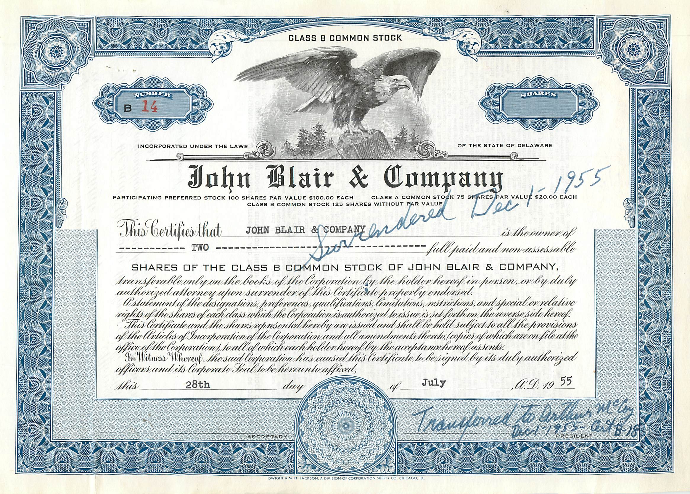 Coupon Share Action The John Blair & Company Eagle Aigle Oiseau