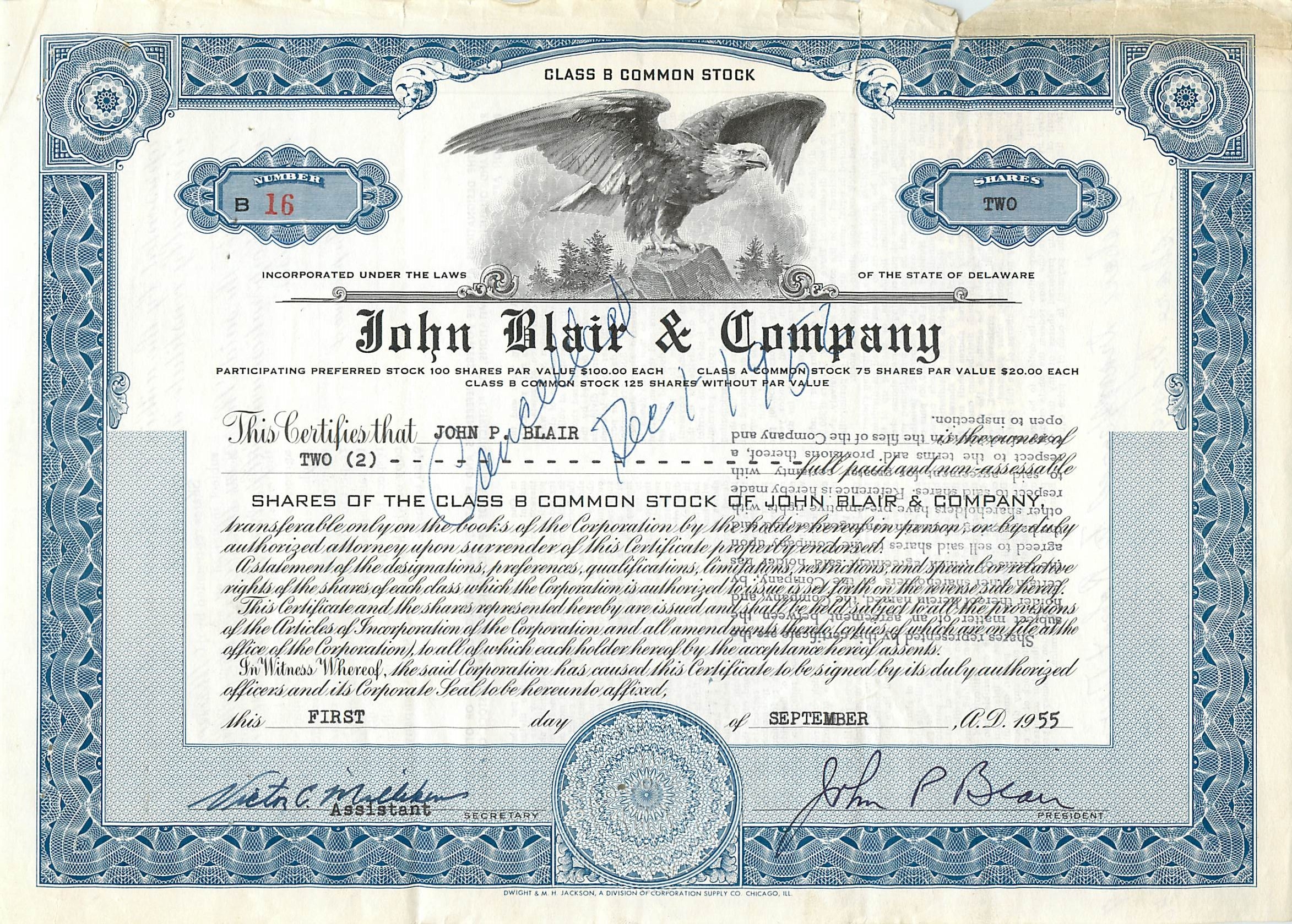 Coupon Share Action The John Blair & Company Eagle Aigle Oiseau