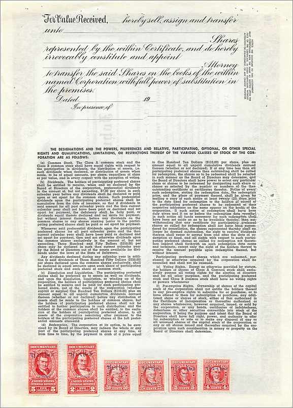 Action de participation - John Blair & Company — certificat de 1/2 action de classe B — éditeur Dwight & M.H. Jackson, Chicago, IL — Rückseite