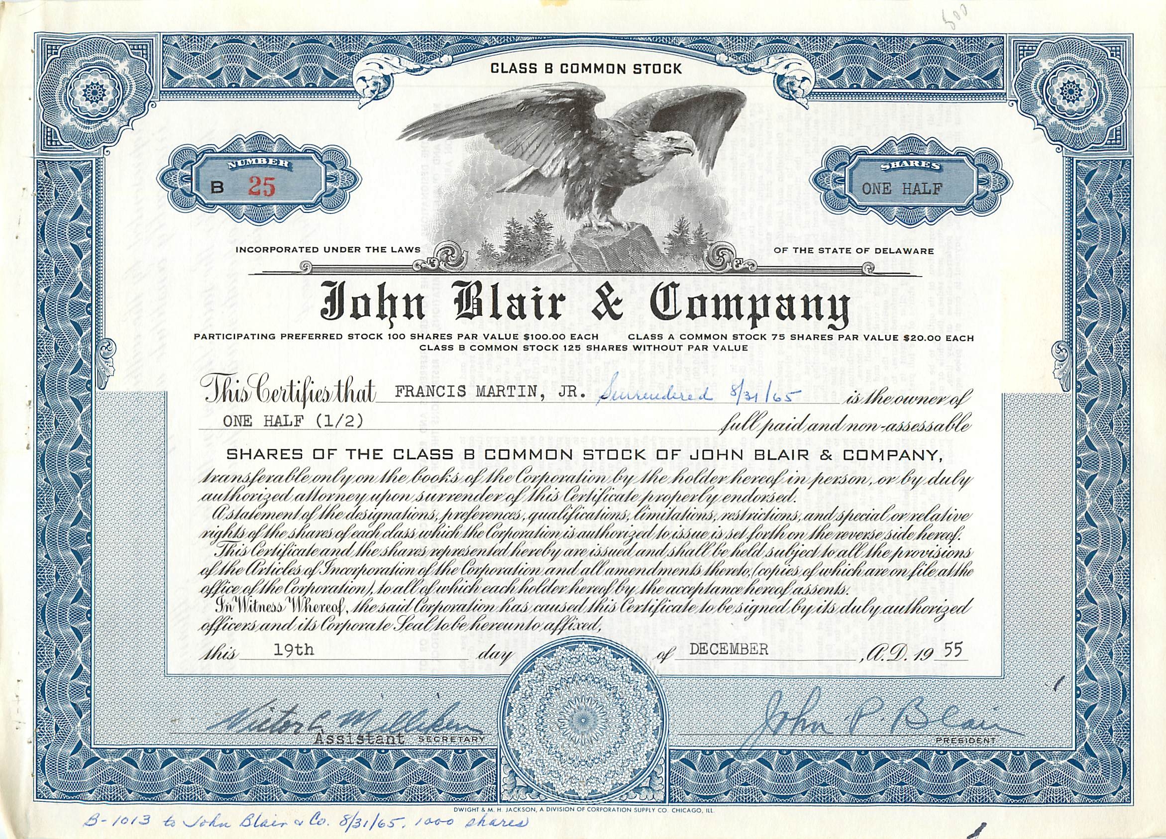 Coupon Share Action The John Blair & Company Eagle Aigle Oiseau