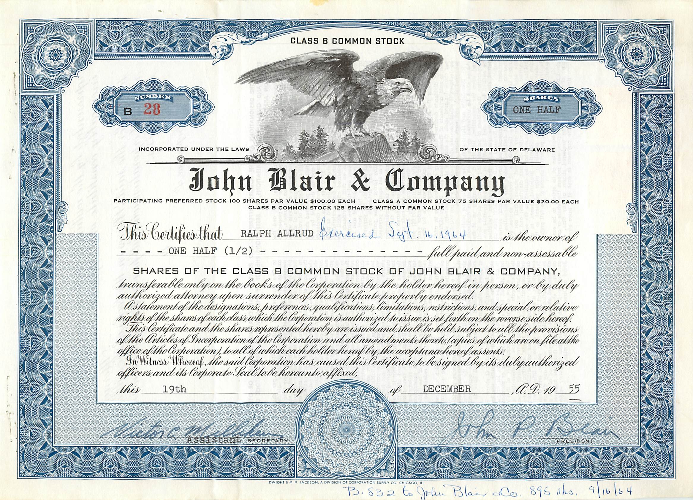 Coupon Share Action The John Blair & Company Eagle Aigle Oiseau
