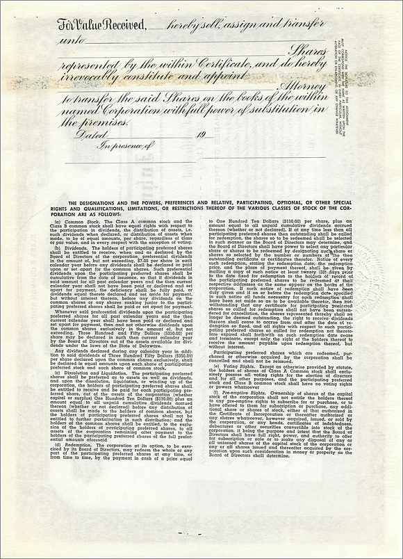 Aandelen van de maatschappij John Blair & Company — Aandelen van klasse B — Nr. 30 — Achterkant