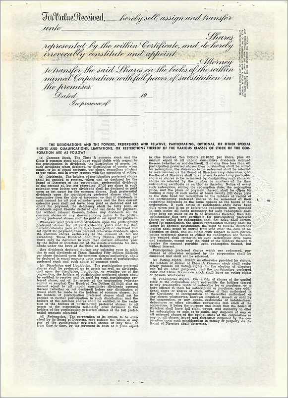 Action de société John Blair & Company — Action de classe B — N° 32 — Verso