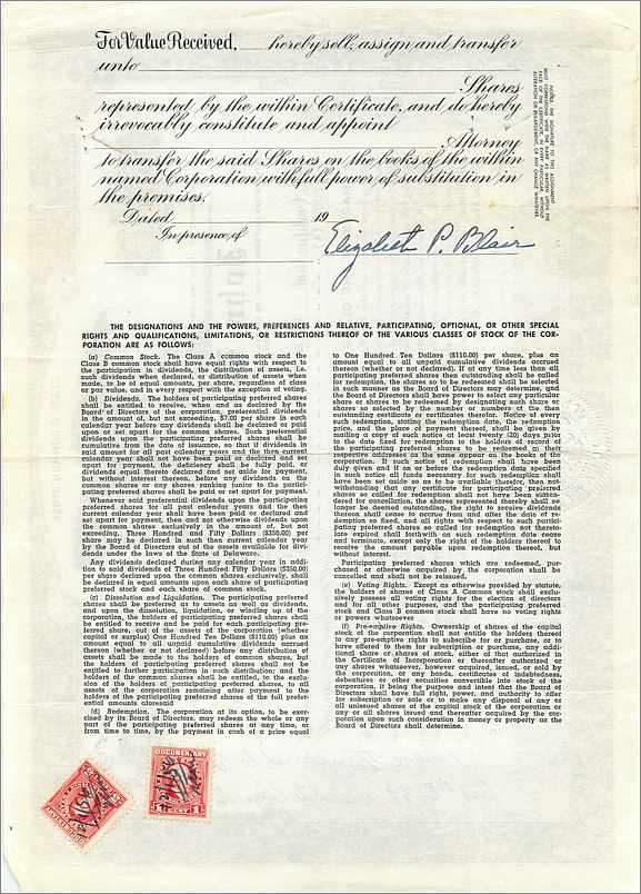 John Blair & Company — Azione classe B — editore Dwight & M. H. Jackson, Chicago, IL — Verso