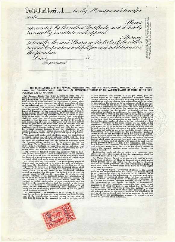 Acción de suscripción de 1 acción de clase B - John Blair & Company - Delaware — Reverso