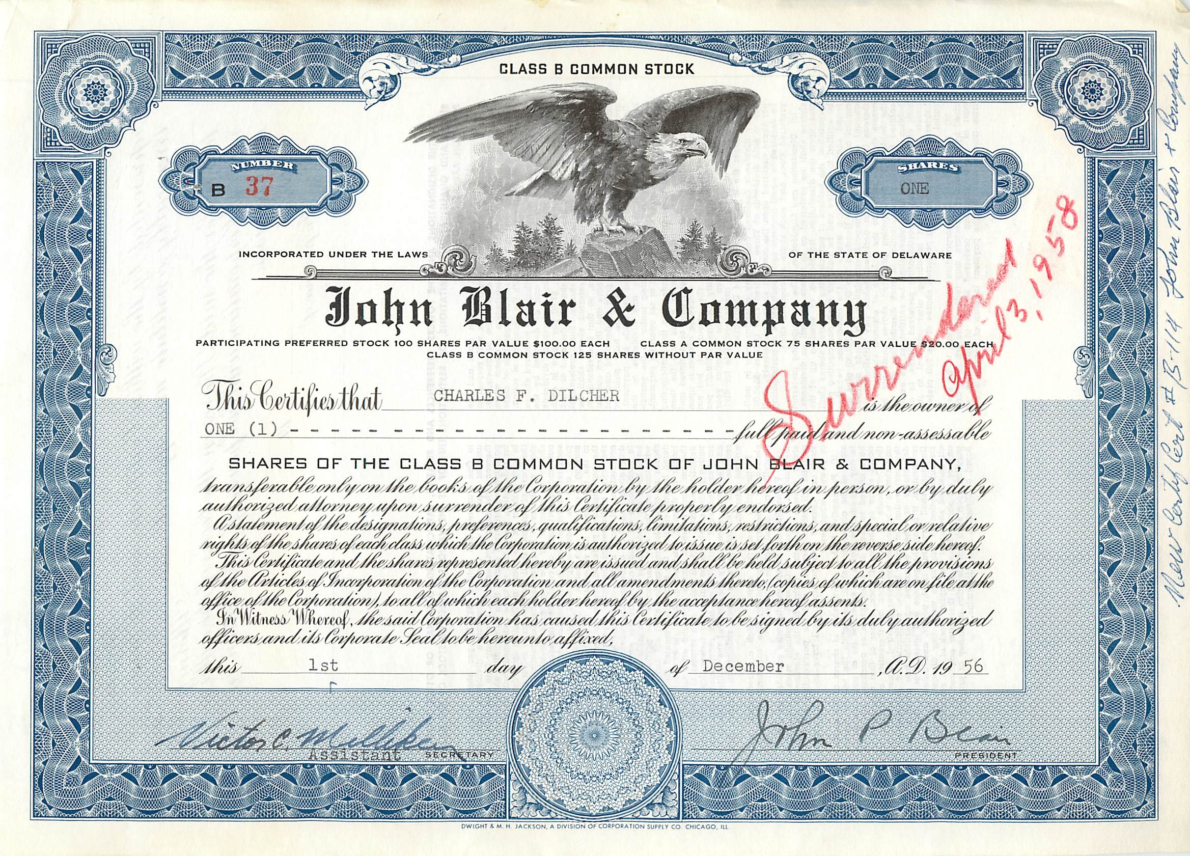 Coupon Share Action The John Blair & Company Eagle Aigle Oiseau