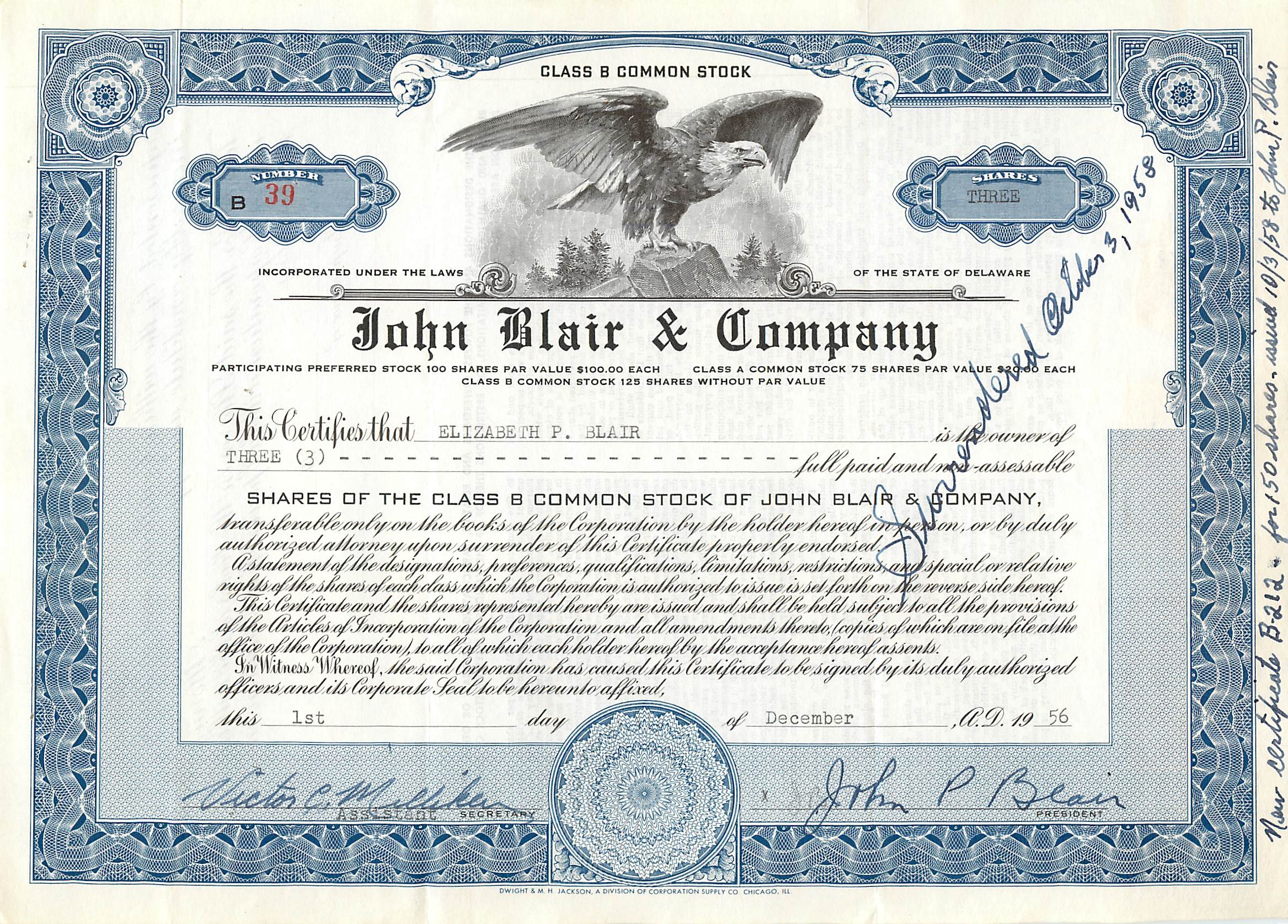 Coupon Share Action The John Blair & Company Eagle Aigle Oiseau