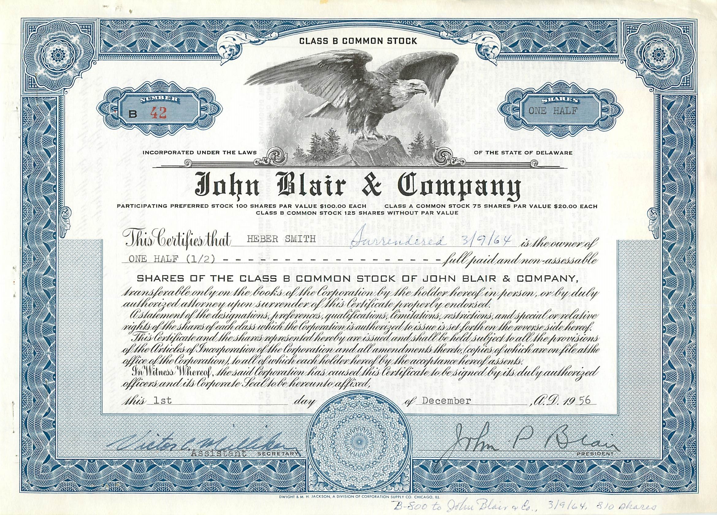 Coupon Share Action The John Blair & Company Eagle Aigle Oiseau