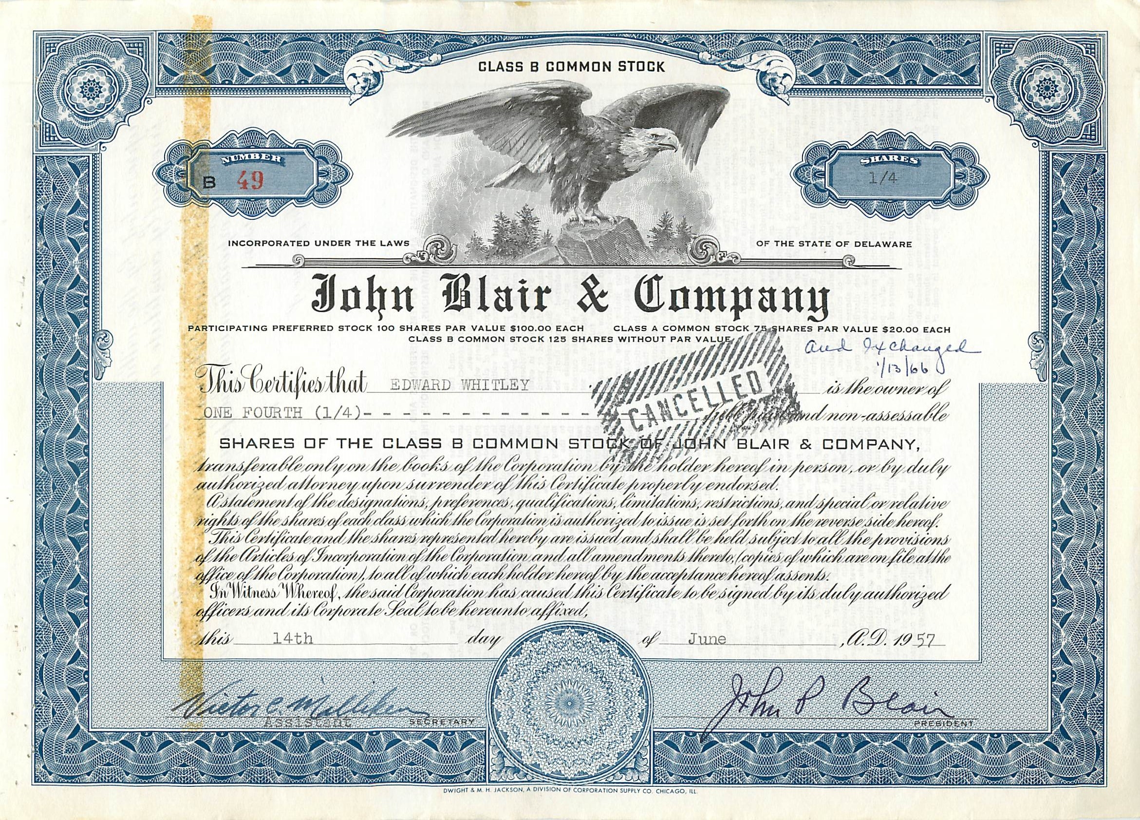 Coupon Share Action The John Blair & Company Eagle Aigle Oiseau
