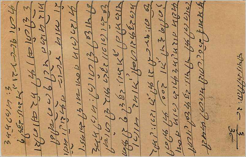 Entier Postal Postal Stationary Inde India  — Verso