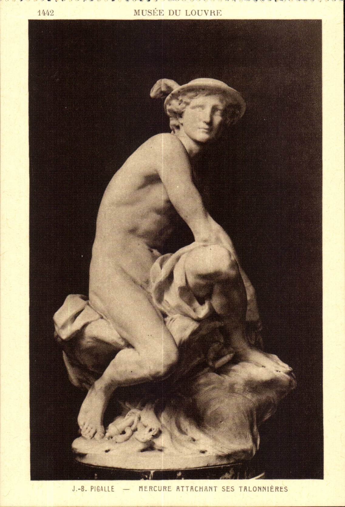 Musee du Louvre CPA J B Pigalle Mercure attachant ses talonnieres