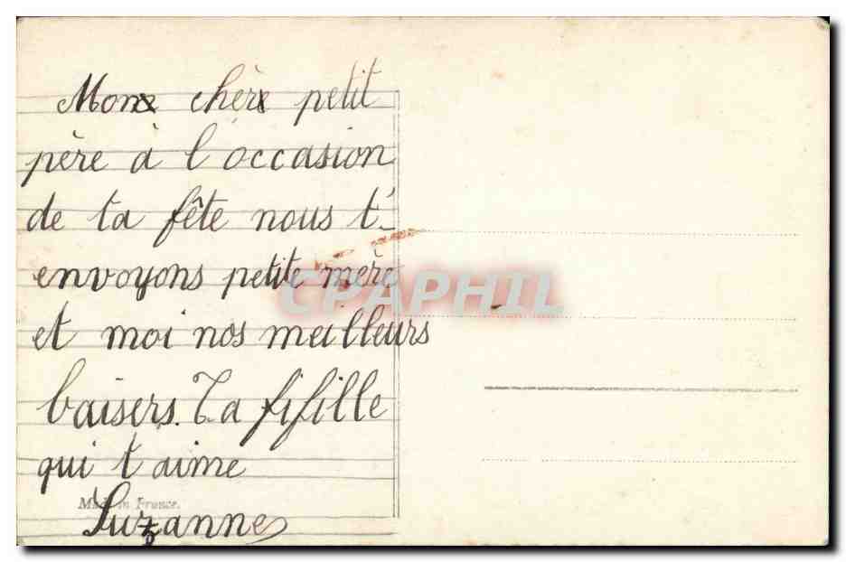 Fantaisie - Enfant- pipe - grimace - funny face - Suzanne - CPA  — Rückseite