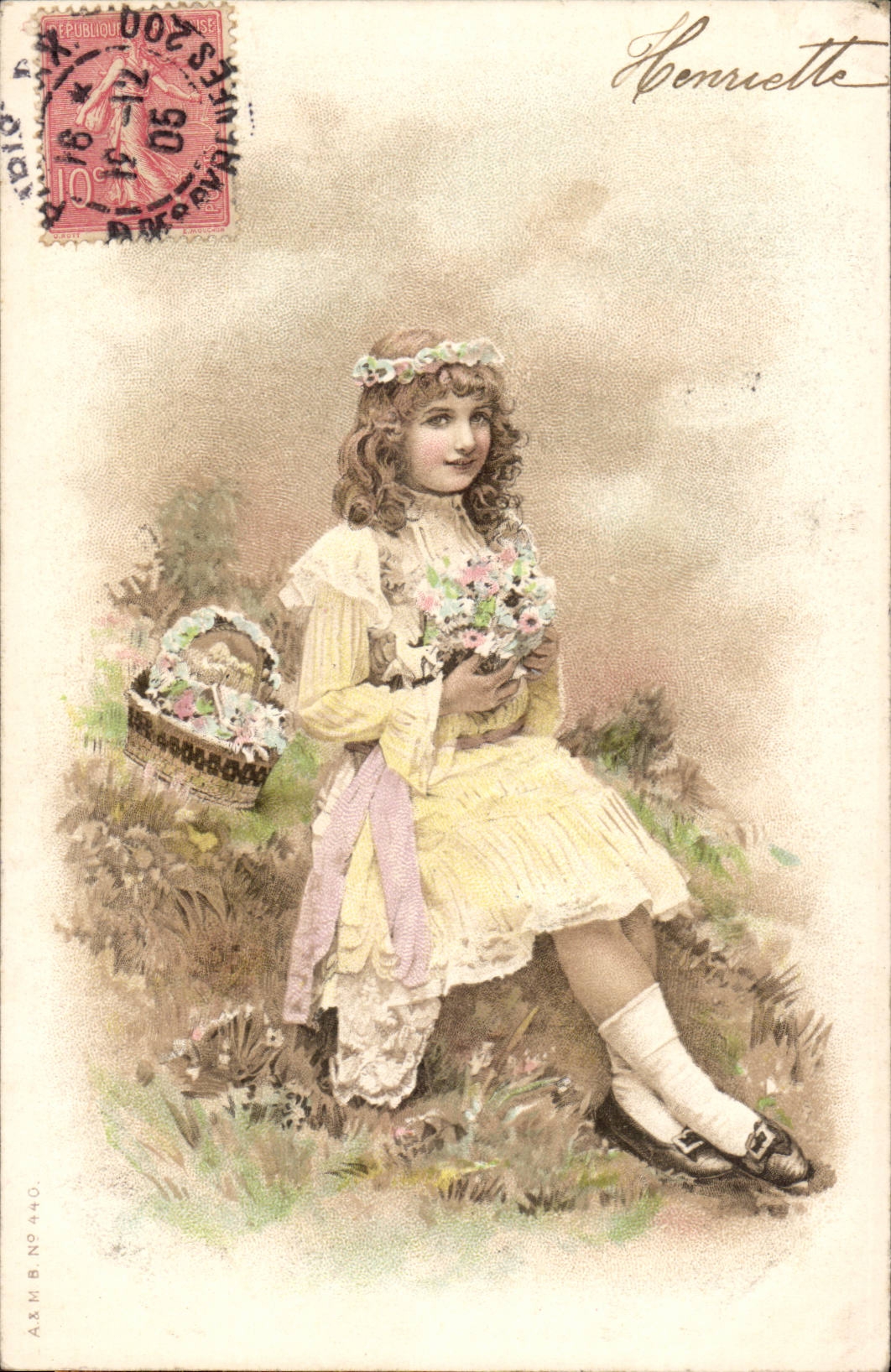 Fantaisie - Enfant - fille - fleur - Maguerite Chambon - Henriette -- CPA 