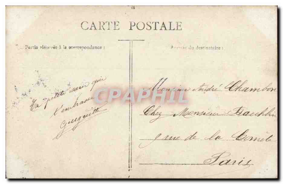 Fantaisie - enfant - fille - fleur - Andre Chambon un baiser - CPA  — Rückseite