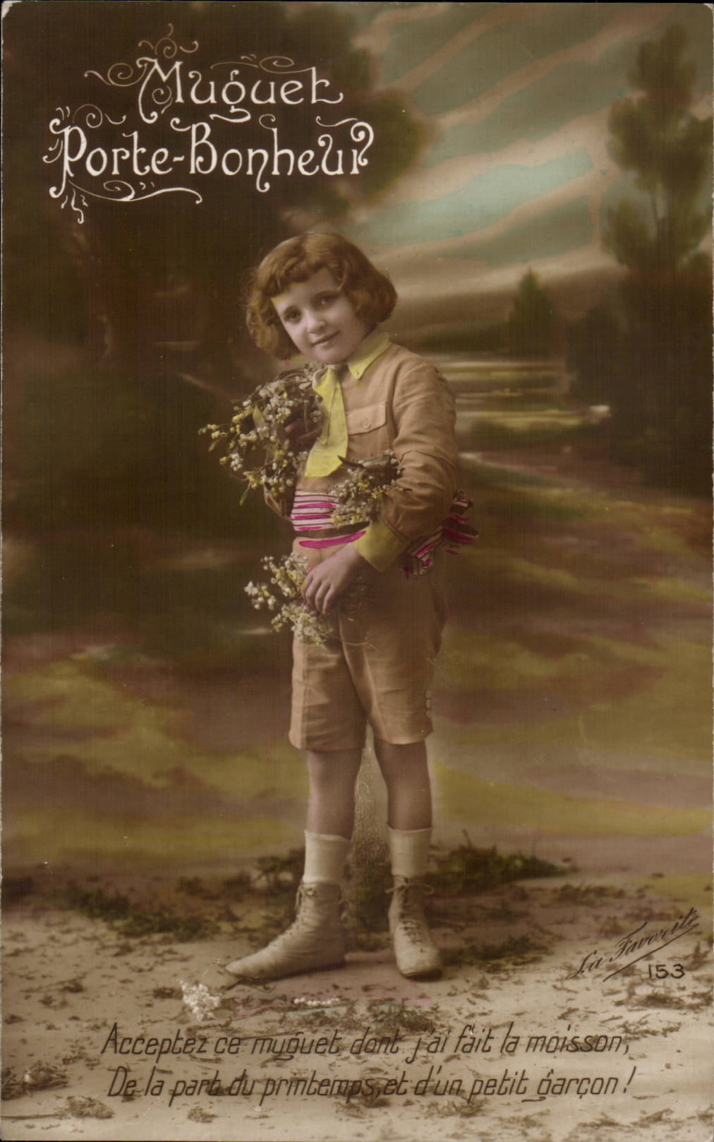 Fantaisie - enfant - Muguet Porte Bonheur - Acceptez ce muguet dont j'ai fait la maison - CPA 