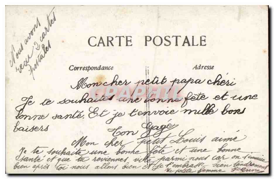 Fantaisie - enfant - fille - Bonne Fete - lettre - Gage - CPA  — Verso