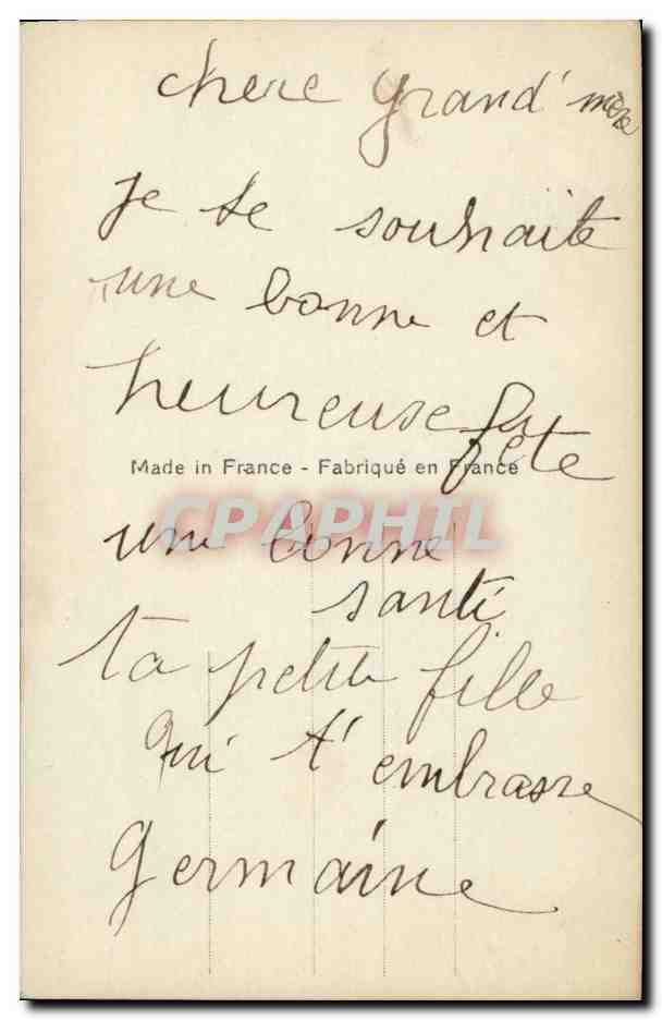 Fantaisie - enfant - fille - Bonne Fete - Germaine - CPA  — Verso