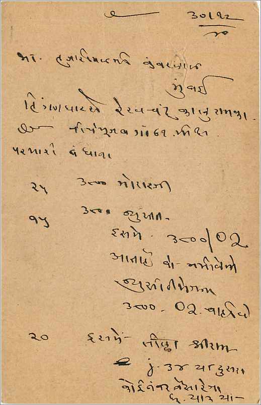 Entier Postal Postal Stationary Inde India  — Verso