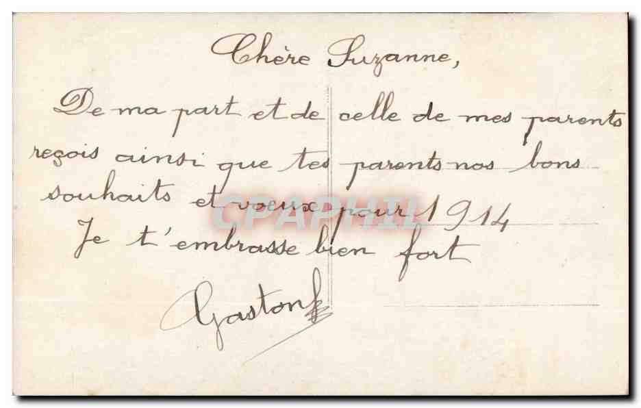 Fantaisie - Enfant - garcon - Bonne Annee - fleur - Gaston - CPA  — Rückseite