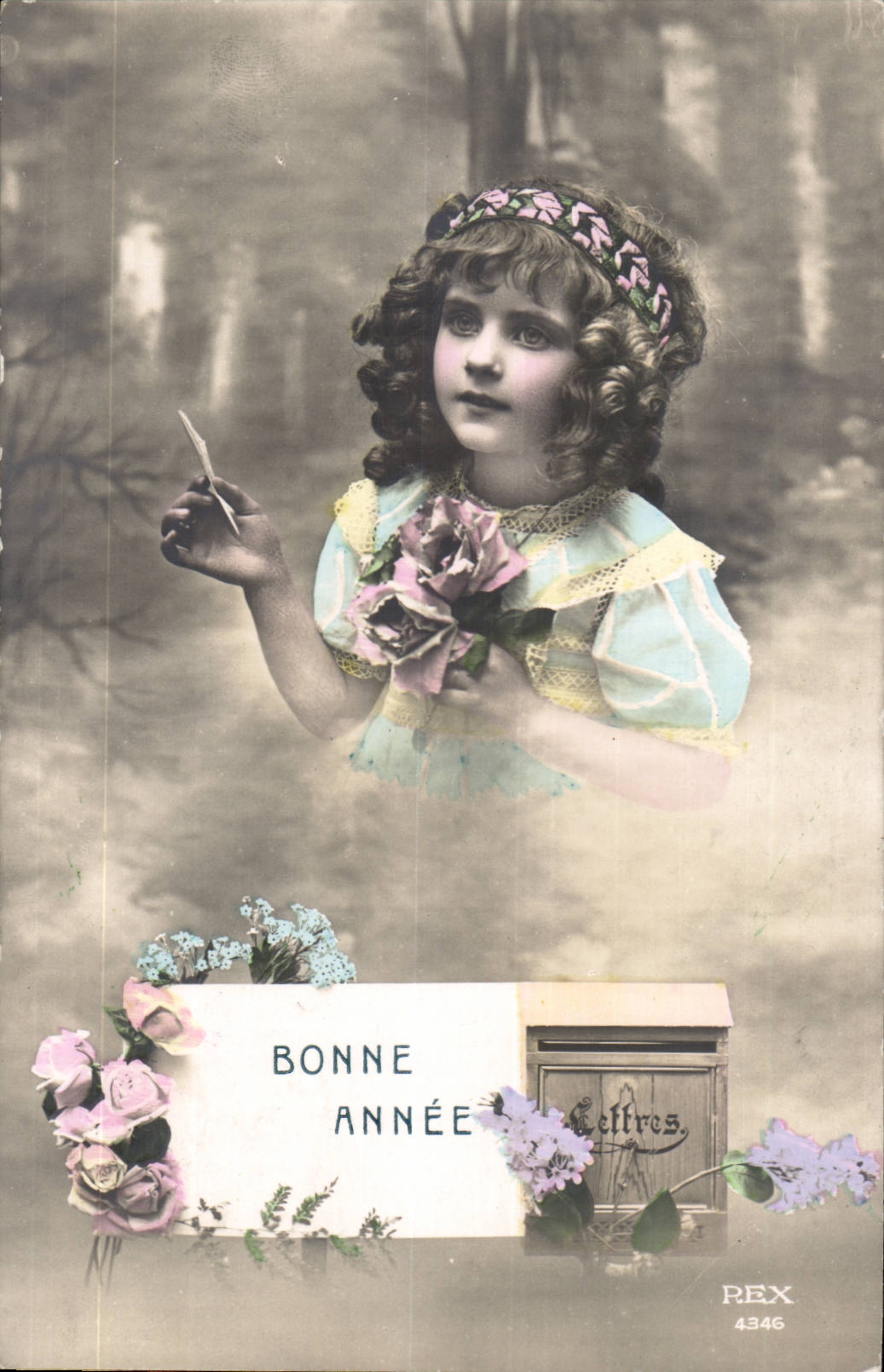 Fantaisie - Enfant - fille - Bonne Annee - fleur - lettre - Marcelle - CPA 