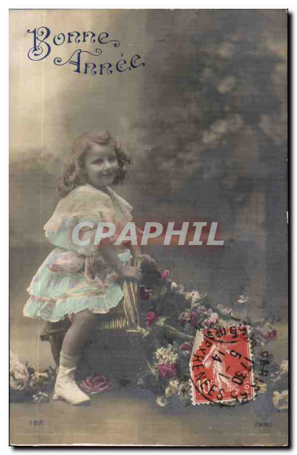 Fantaisie - Enfant - Bonne Annee - fille - fleur - Suzanne Lehman - CPA 