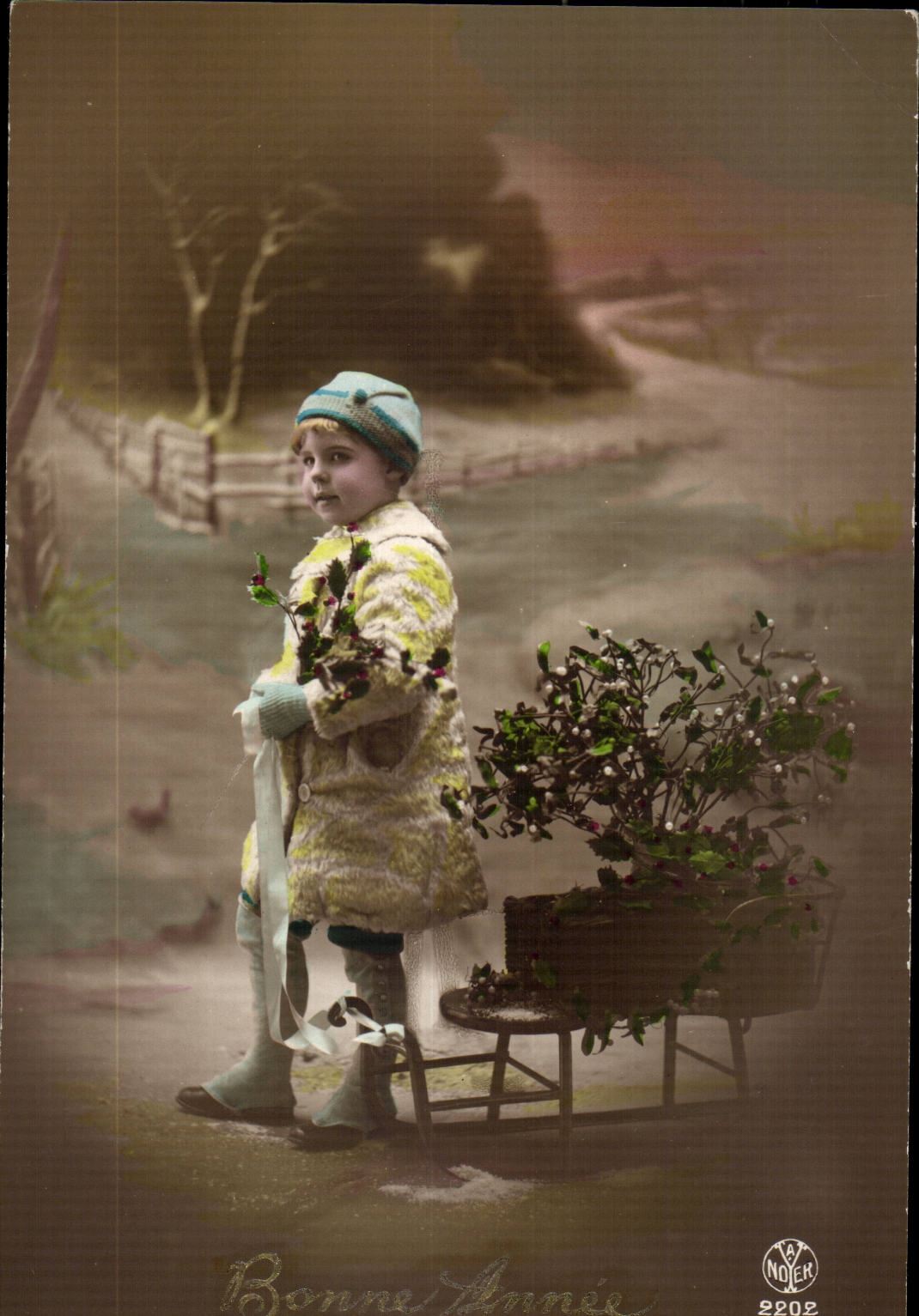 Fantaisie - Enfant - Bonne Annee - Gage - fleur - CPA 