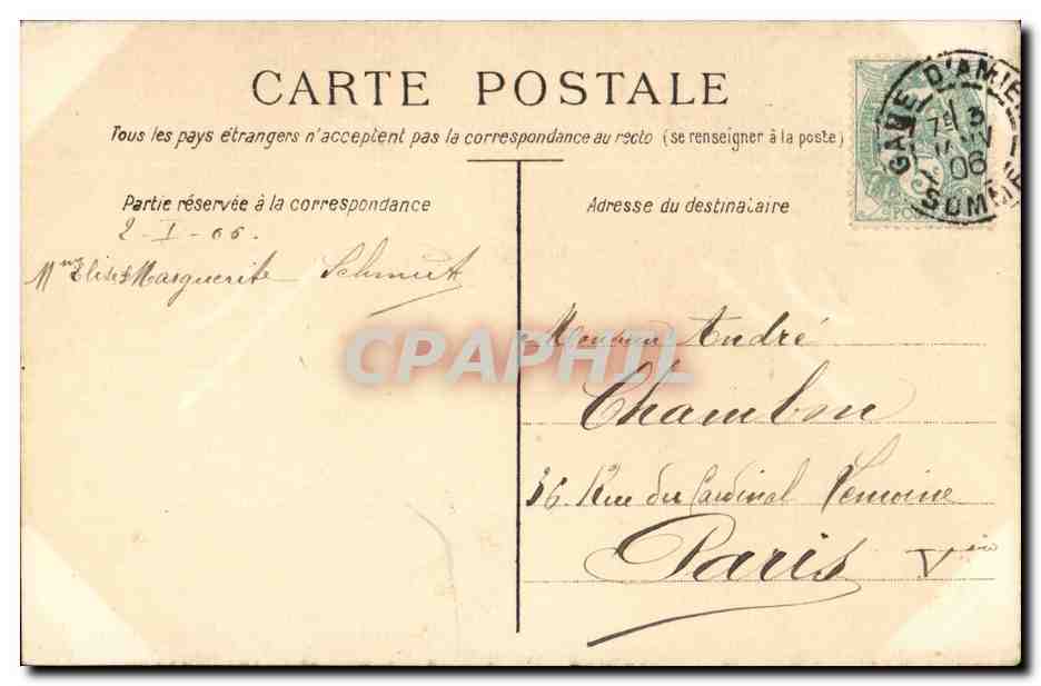 Fantaisie - Enfant - Bonne Annee - Chien - fleur - caniche - poodle Andre Chambon - CPA  — Rückseite