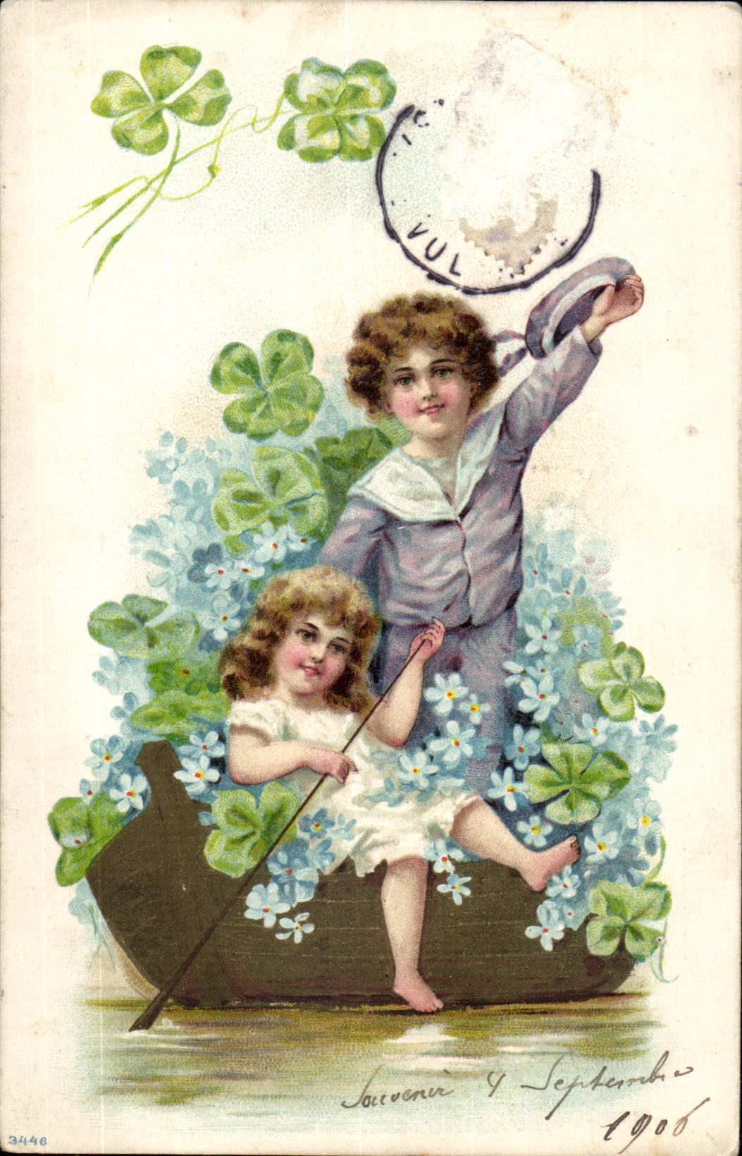 Fantaisie - Enfant -Trefle - Bateau - Lehman - CPA 