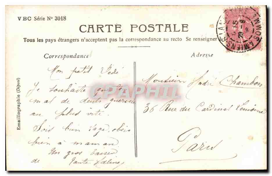 Fantaisie - Enfant - fille - pomme - Andre Chambon - CPA  — Rückseite