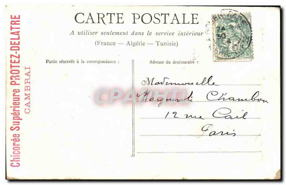 Fantaisie - Enfant - fille - Chicoree Superieure Protez - Delatre - Cambrai - secret - Chambon - CPA  — Rückseite