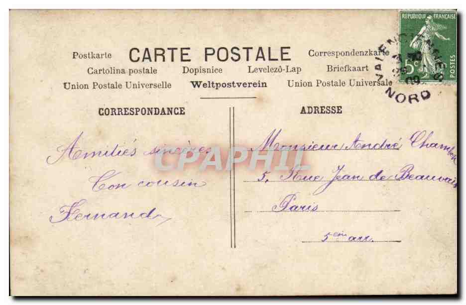 Fantaisie - Enfant - garcon - a mon meillure ami ces fleurs et ce baiser Andre Chambon - CPA  — Verso