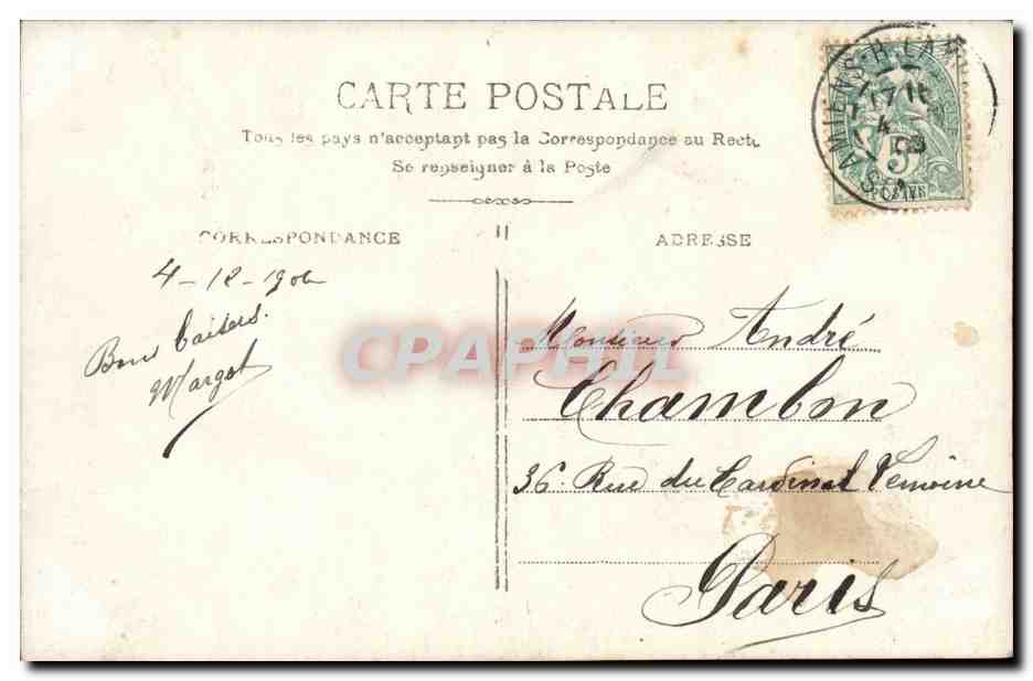 Fantaisie - Enfant - fille - Je porte Bonheur - Andre Chambon - CPA  — Verso