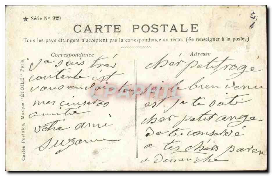 Fantaisie - Enfant - Enfin j'arrive Bonjour - rose - bebe - Suzanne - CPA  — Rückseite