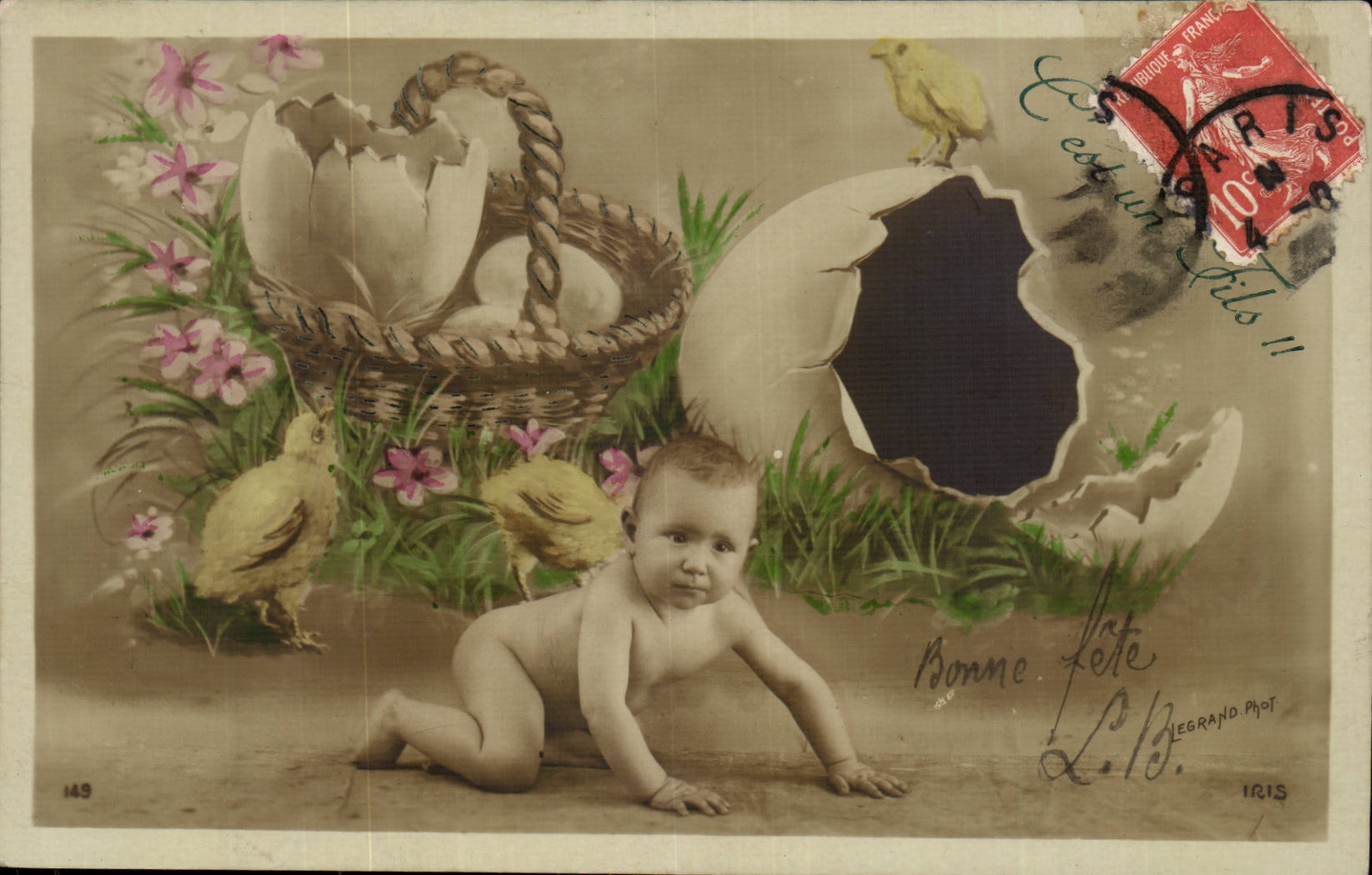 Fantaisie - Enfant - bonne Fete - Lehman - Poussin - oeuf - bebe - CPA 