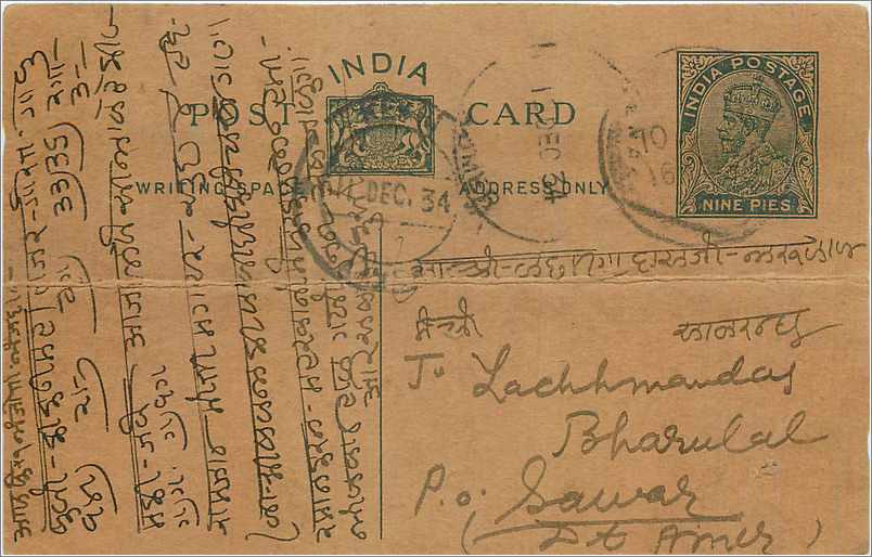 Entier Postal Postal Stationary Inde India 