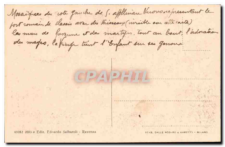 Italie - Italy - Ravenna - Chiesa di S Apollinare Nuovo - CPA  — Rückseite