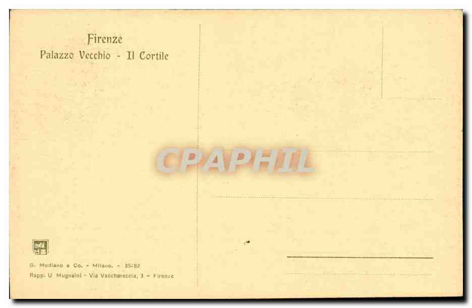 Italie - Italy - Italia - Firenze - Florence - Palazzo Vecchio - Il Cortile - CPA  — Rückseite